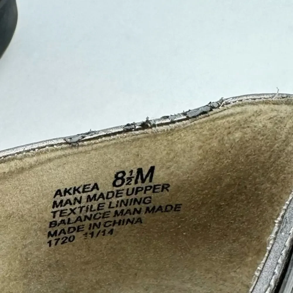 Anne‎ Klein Sport Metallic Silver Woven Stretch Faux Leather Flats Sz 8.5M